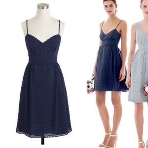 NWT J Crew Cameron Swiss Dot Navy Blue Dress